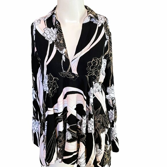 Anthropologie Free People Long Sleeve Floral Tunic Top - Picture 7 of 7